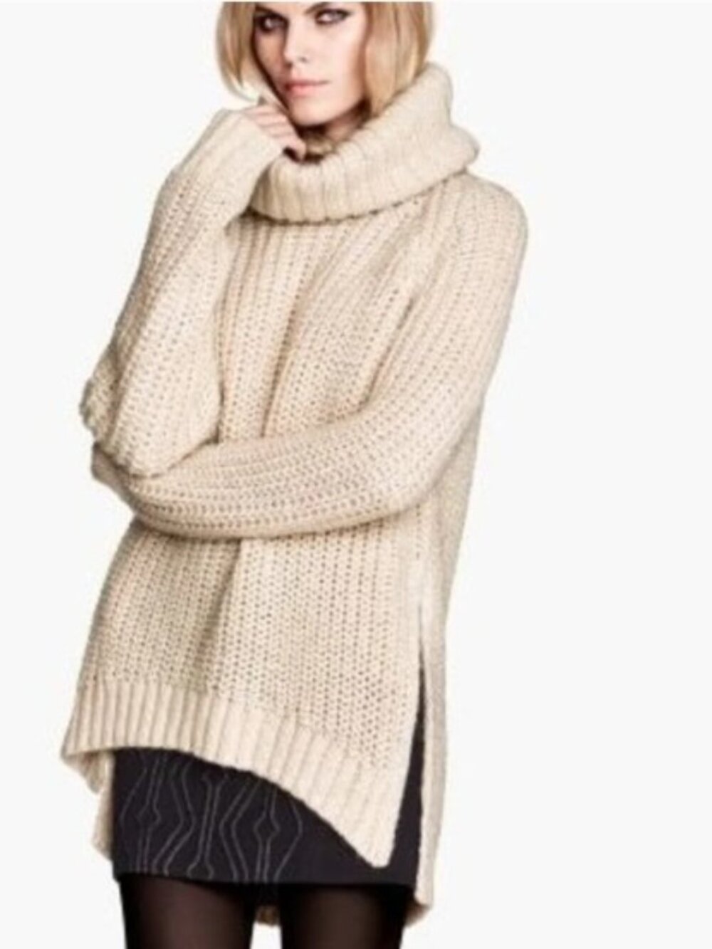 H&M Cream Rollneck Cocoon Sweater Oversized